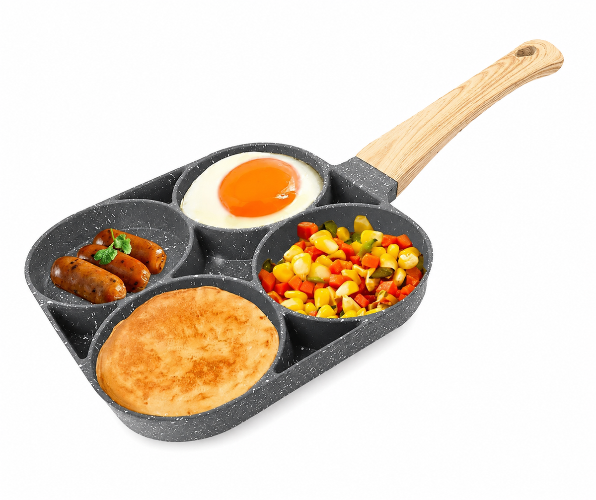 🍳 Sartén Antiadherente 4 en 1 – ¡Prepara 4 Alimentos al Mismo Tiempo!